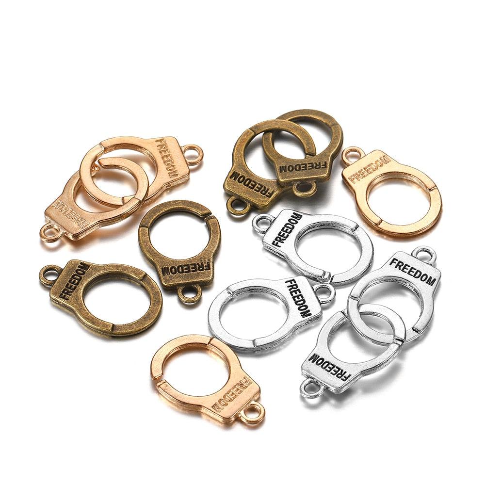 Handcuffs Style Charms Clasps, 10 set 