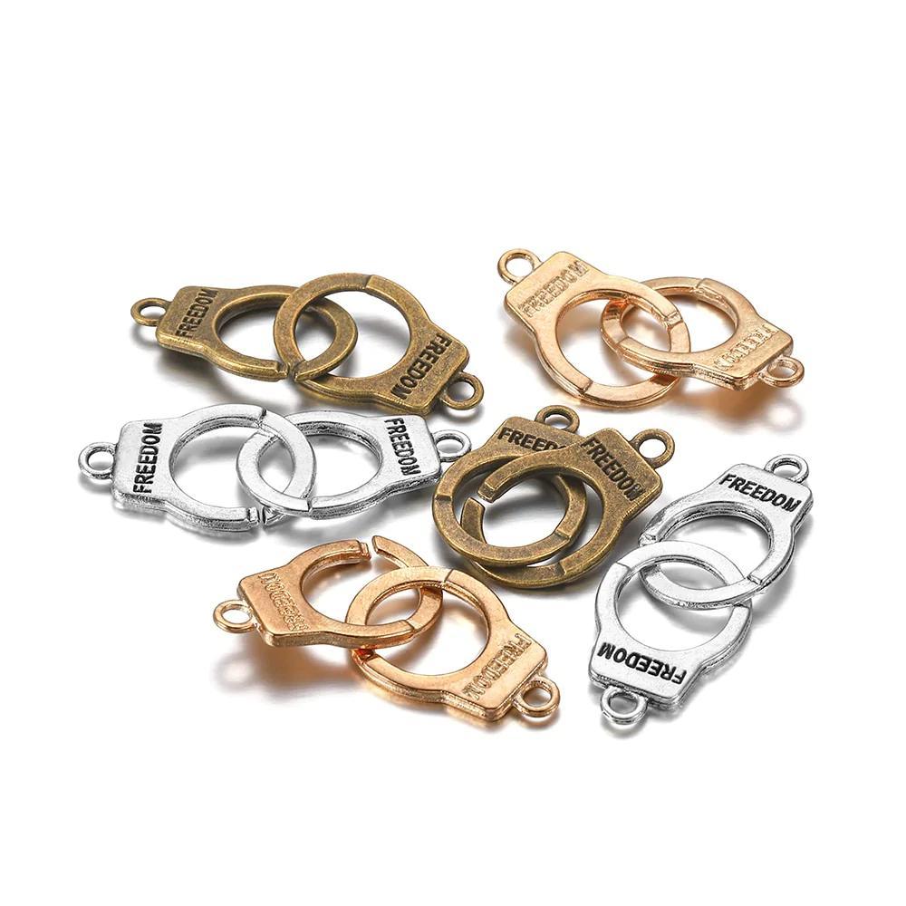 Handcuffs Style Charms Clasps, 10 set 