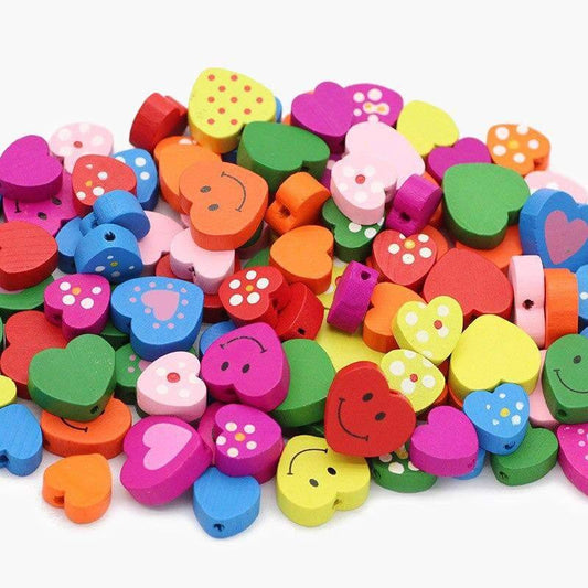 Heart Wood Mix Color Wooden Beads For Jewelry Making 13/18mm 