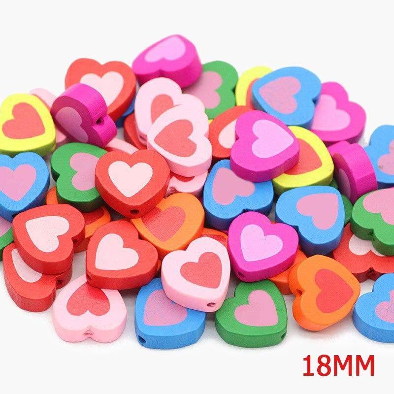 Heart Wood Mix Color Wooden Beads For Jewelry Making 13/18mm 