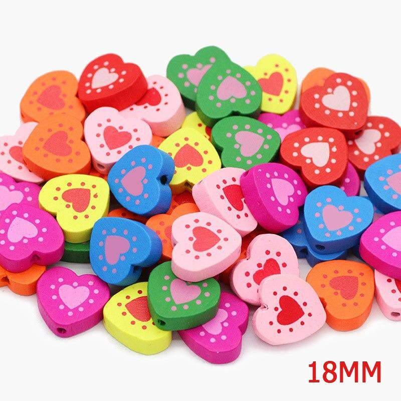 Heart Wood Mix Color Wooden Beads For Jewelry Making 13/18mm 