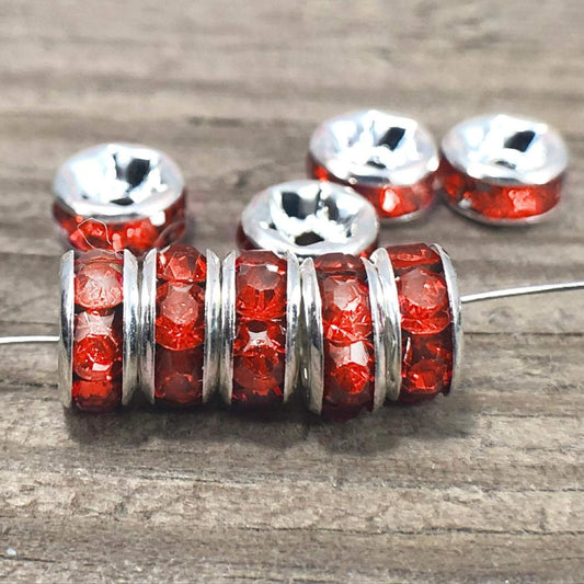 Hyacinth Czech Crystal Rhinestone Silver Rondelle Spacer Beads 100pcs 4mm 5mm 6mm 8mm 10mm, beadig, jewelry making, Craft Supplies, Findings 