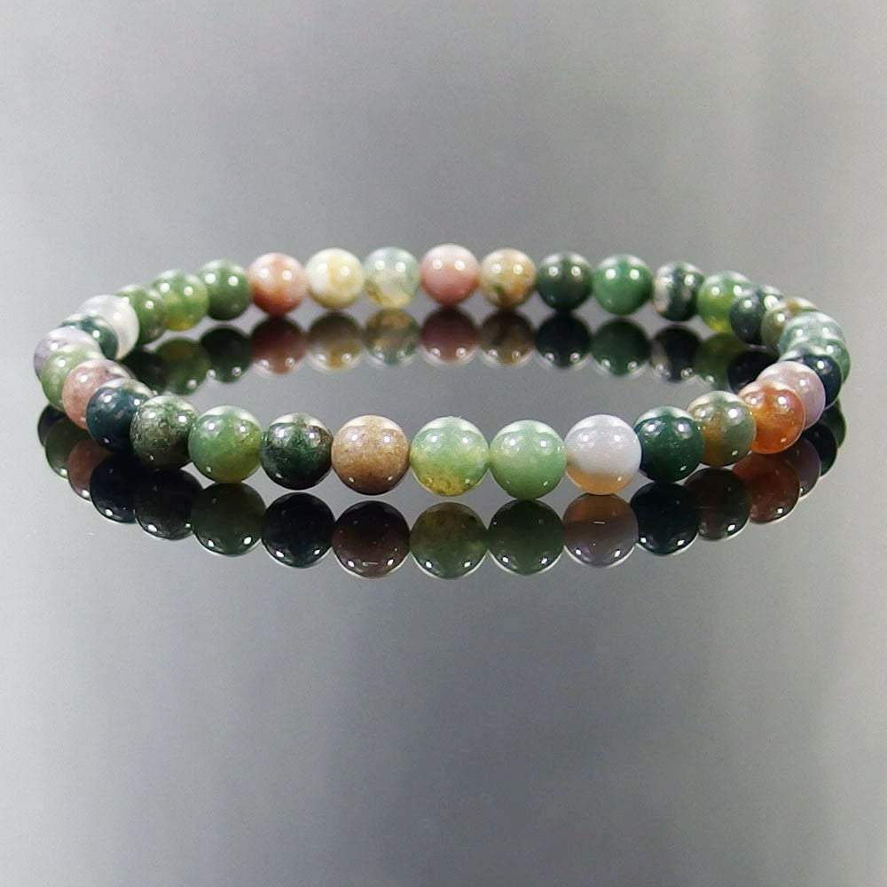 Bracelet extensible en agate indienne, 4-12 mm 