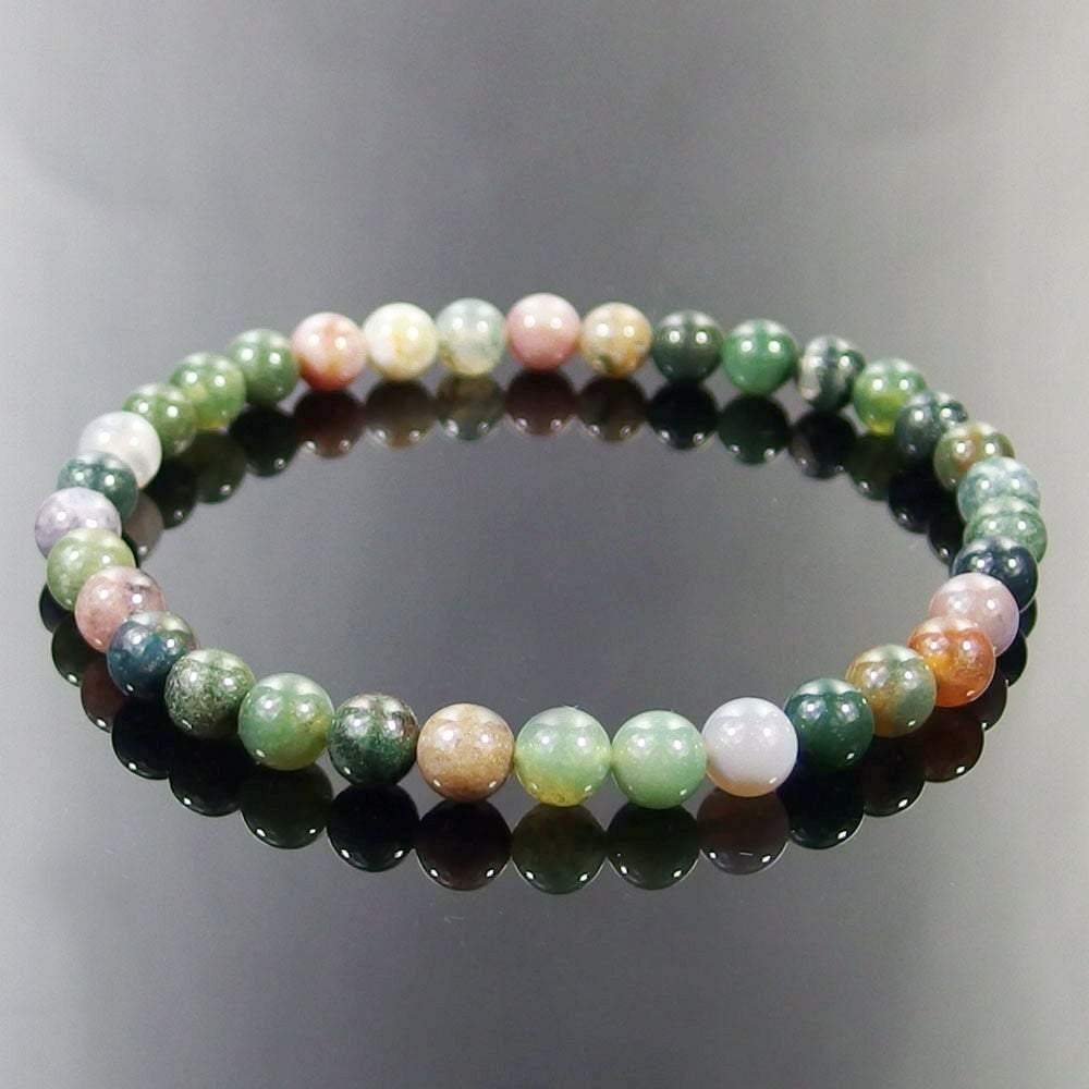 Bracelet extensible en agate indienne, 4-12 mm 