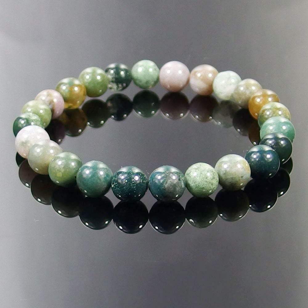 Bracelet extensible en agate indienne, 4-12 mm 