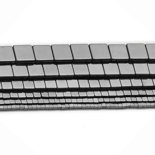 Jet Black   Hematite Square Cube Metallic Beads, 2-10mm,  16'' strand 