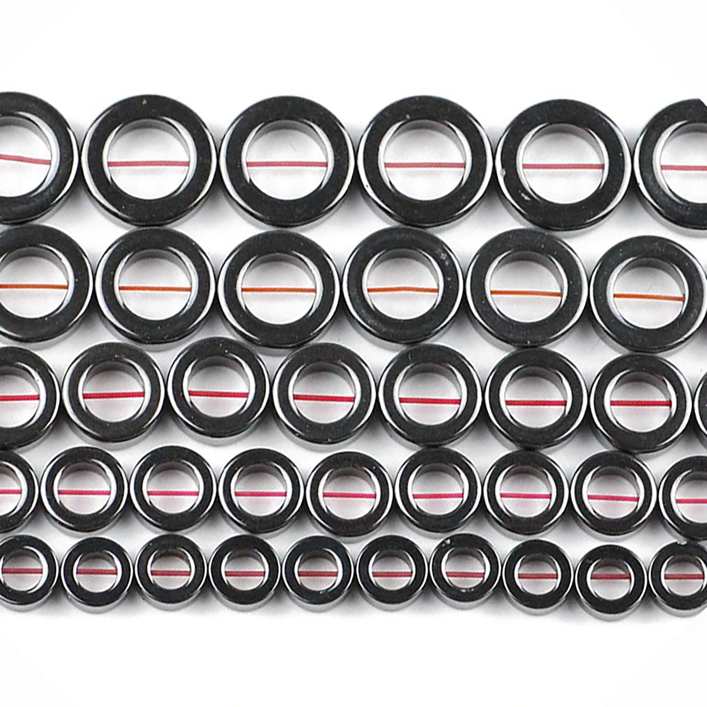 Jet Black Ring Hematite Beads, 3x8 3x10 4x12 4x14 4x16 4x27 mm 