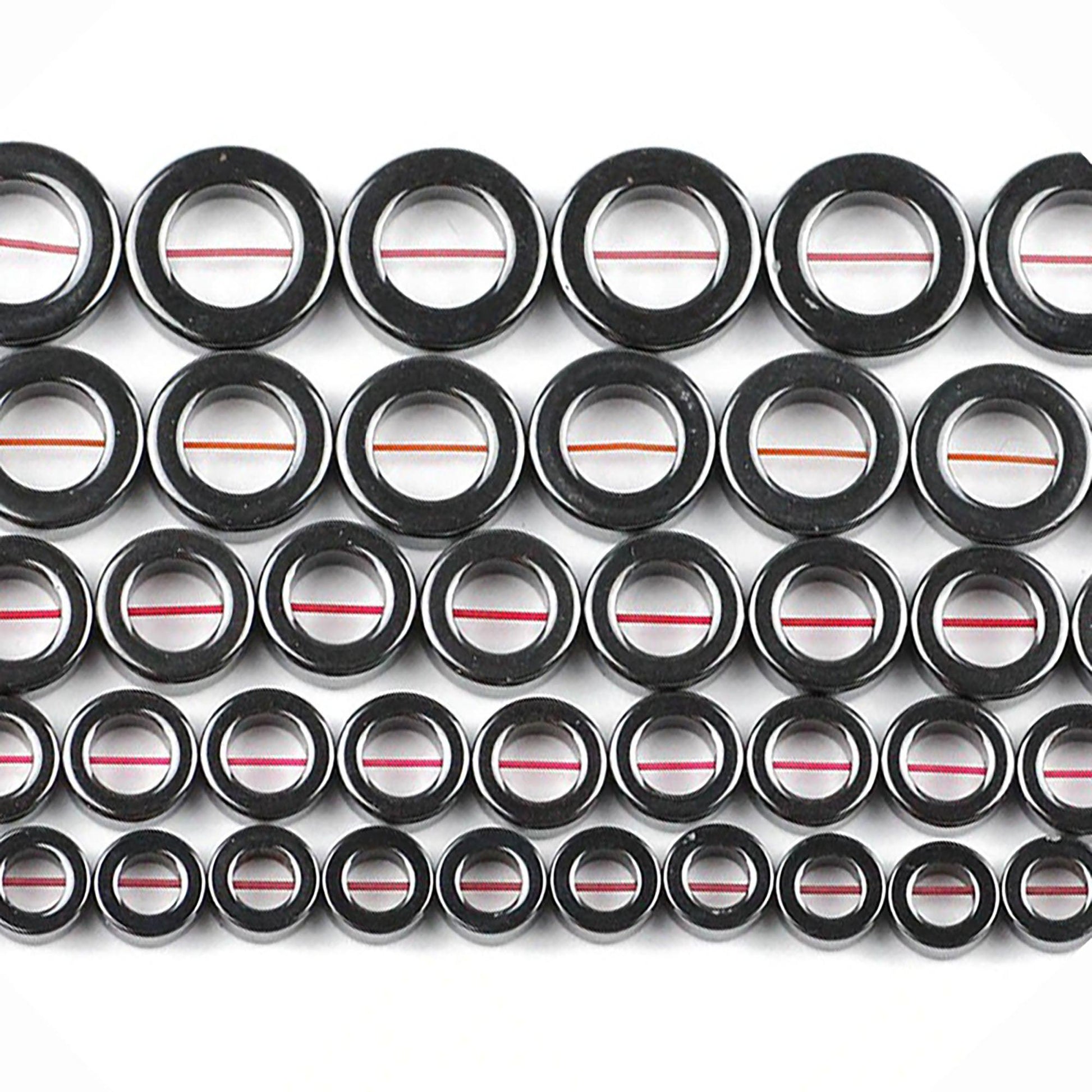 Jet Black Ring Hematite Beads, 3x8 3x10 4x12 4x14 4x16 4x27 mm 