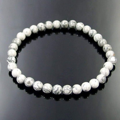 Bracelet extensible en pierres précieuses de jaspe paysage, 4-12 mm 