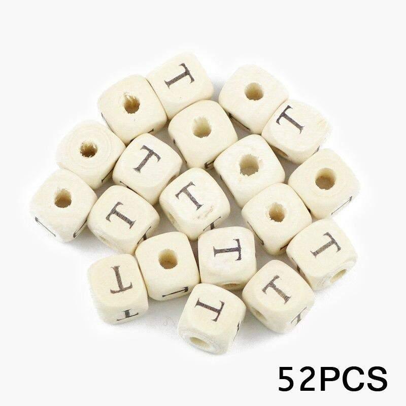 Letters Alphabet Square Wood Beads Loose Jewelry Bead  A~Z (10mm 52 pcs) 