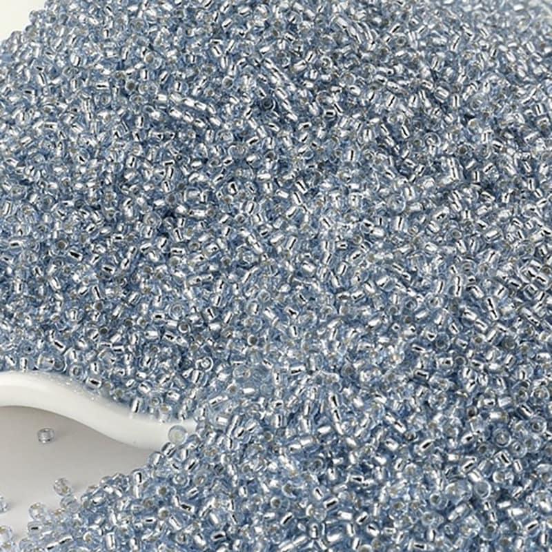 Light Blue Lined Transparen japanese seed beads, 2mm 12/0  Miyuki Delica small glass beads, Austria round beads, Clear, 1000 pcs 