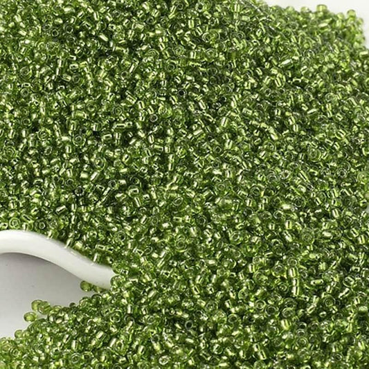 Lime Green Lined Tiny Miyuki Delica seed beads, 2mm 12/0  japanese preciosa rocaille beads round small glass, 1000pcs 