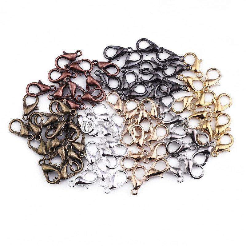 Lobster Clasp 50pcs, 5-21mm Gold Silver Black 