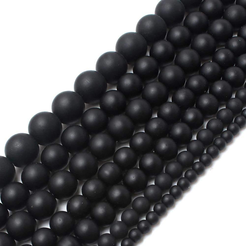 Matte Black Onyx Beads, Agate 2-14mm Round Stone, 15.5'' inch strand 