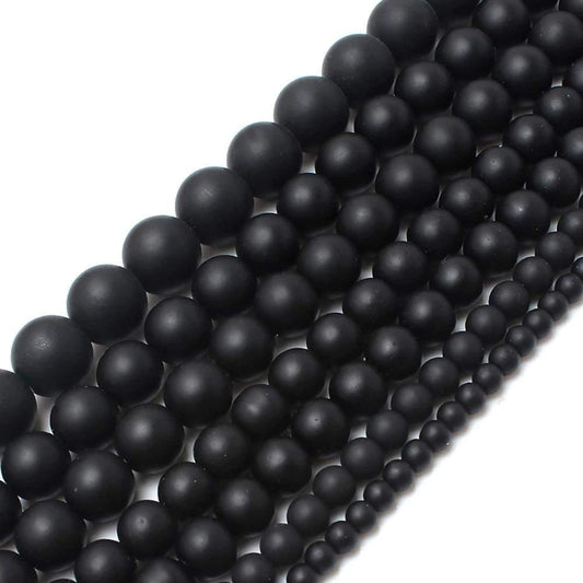 Matte Black Onyx Beads, Agate 2-14mm Round Stone, 15.5'' inch strand 