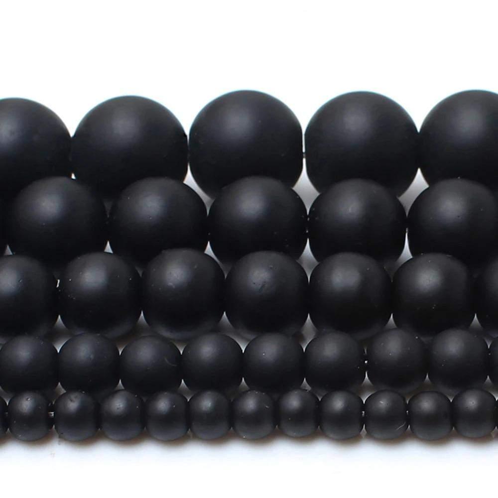 Matte Black Onyx Beads, Agate 2-14mm Round Stone, 15.5'' inch strand 