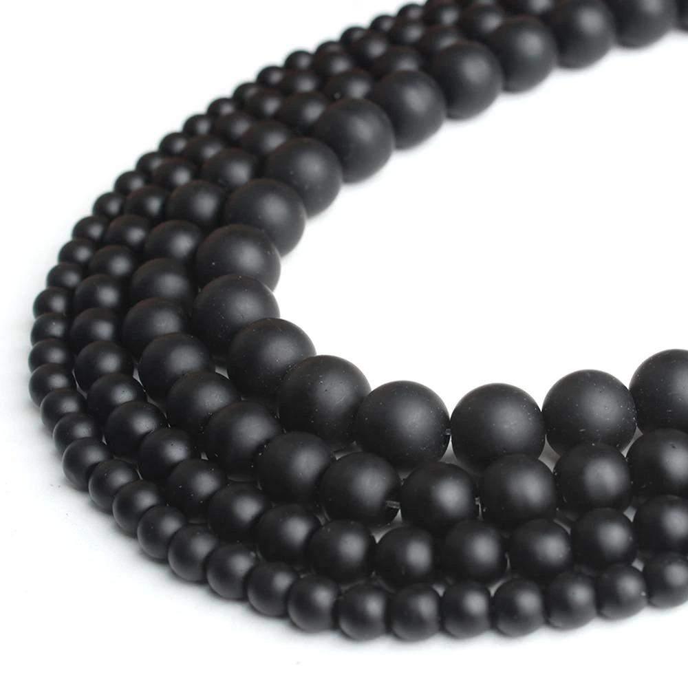 Matte Black Onyx Beads, Agate 2-14mm Round Stone, 15.5'' inch strand 