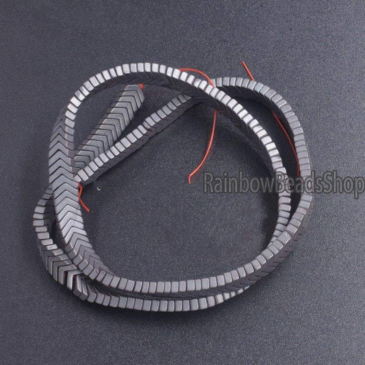 Matte  Black V Shape Arrowheaded Hematite  Beads, 2x4x6mm 16'' strand 