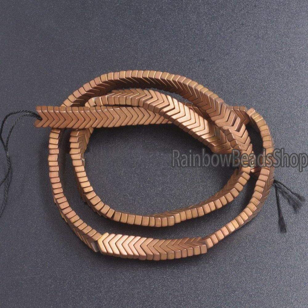 Matte  Copper V Shape Arrowheaded Hematite  Beads, 2x4x6mm 16'' strand 