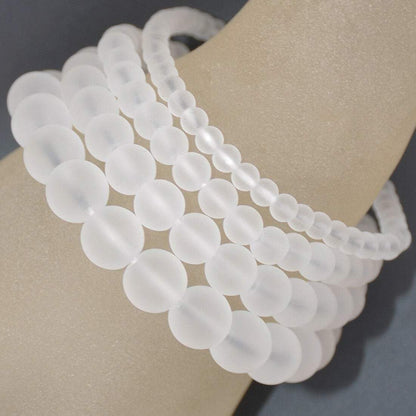 Bracelet extensible en pierre précieuse de quartz cristal mat, 6-12 mm 