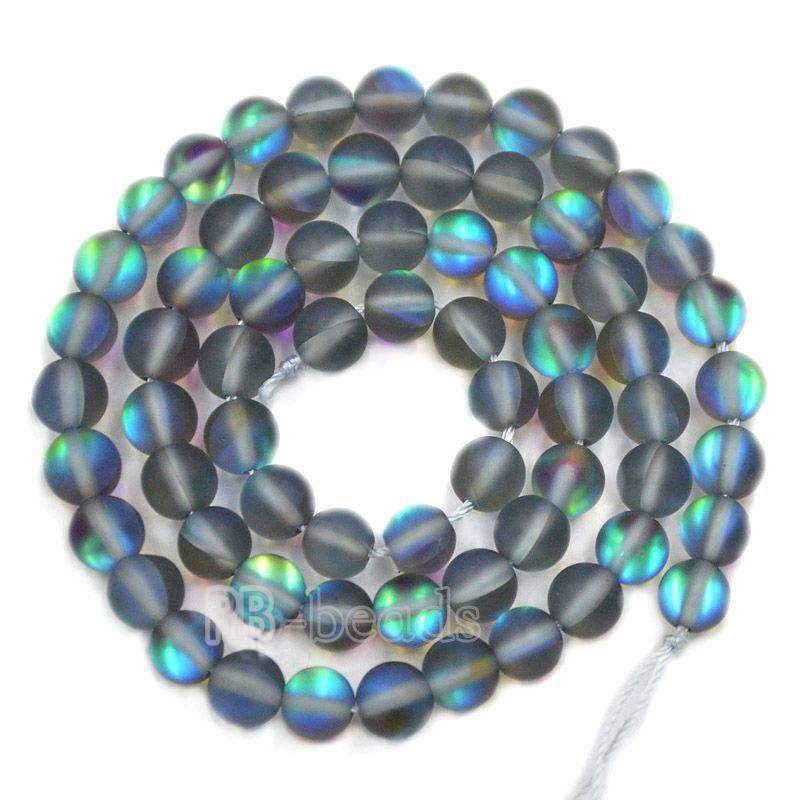 Matte Frosted Gray Mystic Aura Quartz Beads Holographic Quartz AB Beads, Jewelry loose Rainbow Beads 6mm 8mm 10mm 12mm beads 
