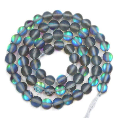 Matte Frosted Gray Mystic Aura Quartz Beads Holographic Quartz AB Beads, Jewelry loose Rainbow Beads 6mm 8mm 10mm 12mm beads 