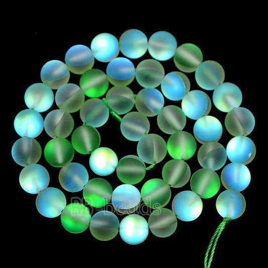 Matte Frosted Green Mystic Aura Quartz Beads Jewelry AB Beads Holographic loose Rainbow Quartz Beads 6mm 8mm 10mm 12mm beads 