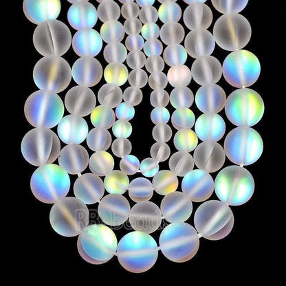 Matte Frosted Mystic Aura Quartz Beads Jewelry AB Beads Blie White Holographic loose Rainbow Quartz Beads 6mm 8mm 10mm 12mm beads 