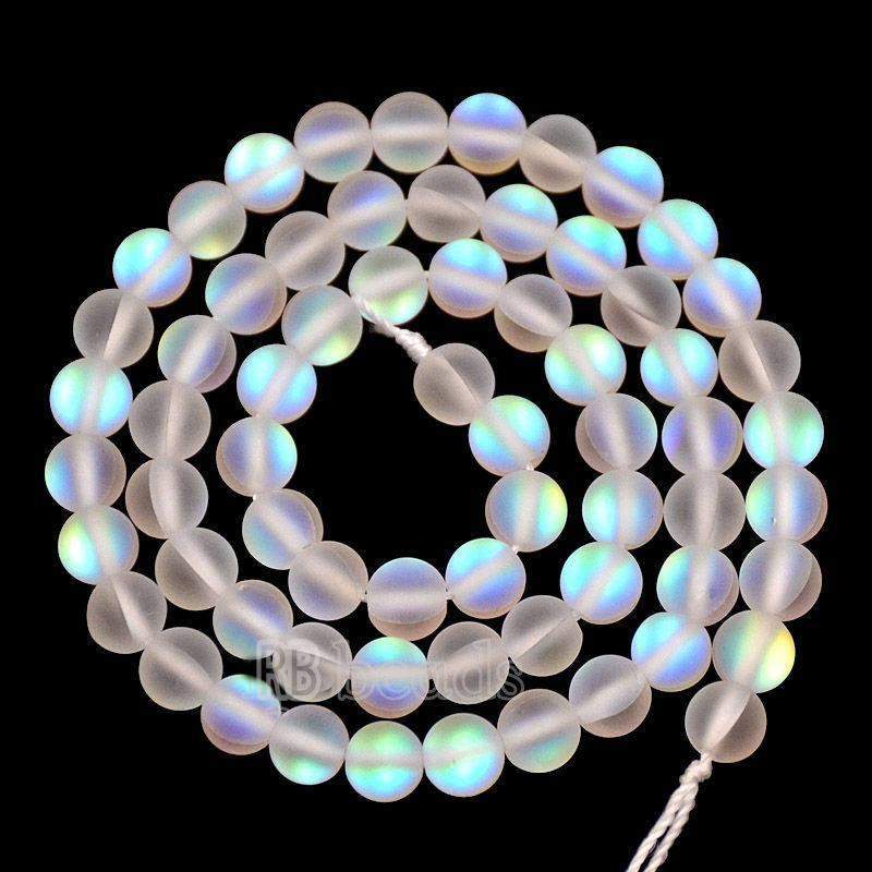 Matte Frosted Mystic Aura Quartz Beads Jewelry AB Beads Blie White Holographic loose Rainbow Quartz Beads 6mm 8mm 10mm 12mm beads 