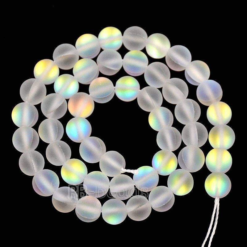Matte Frosted Mystic Aura Quartz Beads Jewelry AB Beads Blie White Holographic loose Rainbow Quartz Beads 6mm 8mm 10mm 12mm beads 