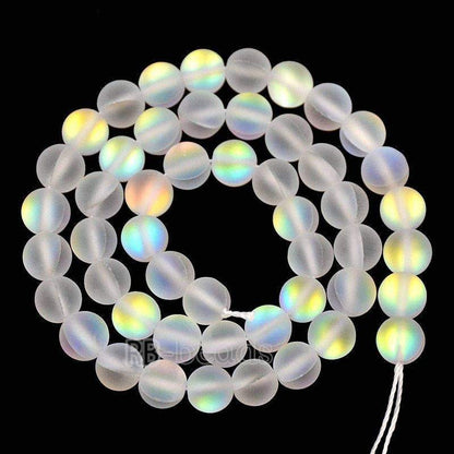 Matte Frosted Mystic Aura Quartz Beads Jewelry AB Beads Blie White Holographic loose Rainbow Quartz Beads 6mm 8mm 10mm 12mm beads 