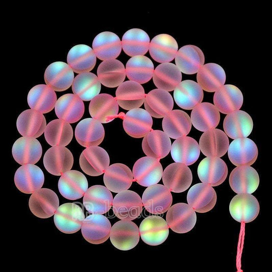 Matte Frosted Pink Mystic Aura Quartz Beads Jewelry Inside AB Beads, Holographic loose Rainbow Crystal  Quartz 6mm 8mm 10mm 12mm beads 