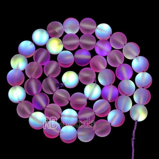 Matte Frosted Purple (amethyst) Mystic Aura Quartz Beads Jewelry AB Beads Holographic loose Rainbow Quartz Beads 6mm 8mm 10mm 12mm beads 