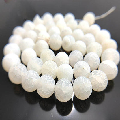 Matte Frosted White Fire Crackle Agate beads, 4-16mm round 