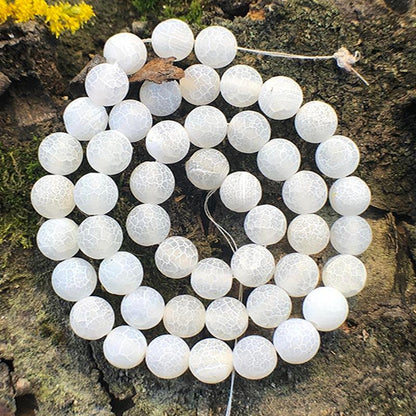 Matte Frosted White Fire Crackle Agate beads, 4-16mm round 