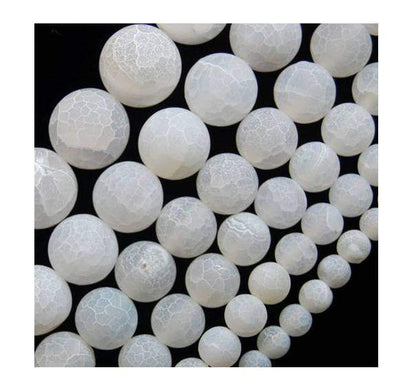 Matte Frosted White Fire Crackle Agate beads, 4-16mm round 
