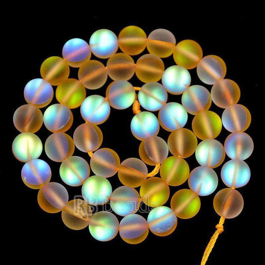 Matte Frosted Yellow Mystic Aura Quartz Beads Jewelry Inside AB Beads, Holographic loose Rainbow Crystal  Quartz 6mm 8mm 10mm 12mm beads 