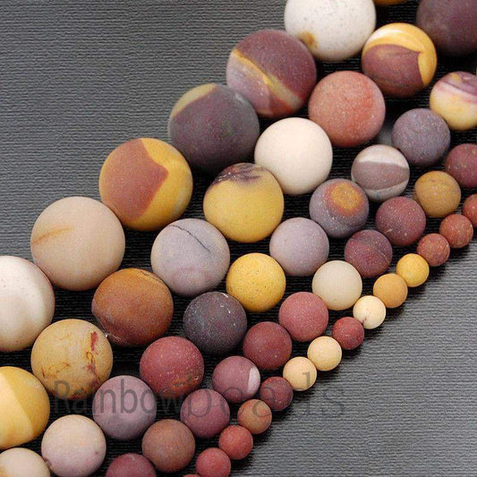 Matte Moukaite Jasper beads, 4-12mm Round Gemstone, 15.5'' strand 