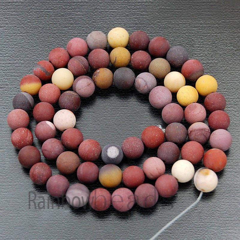 Matte Moukaite Jasper beads, 4-12mm Round Gemstone, 15.5'' strand 