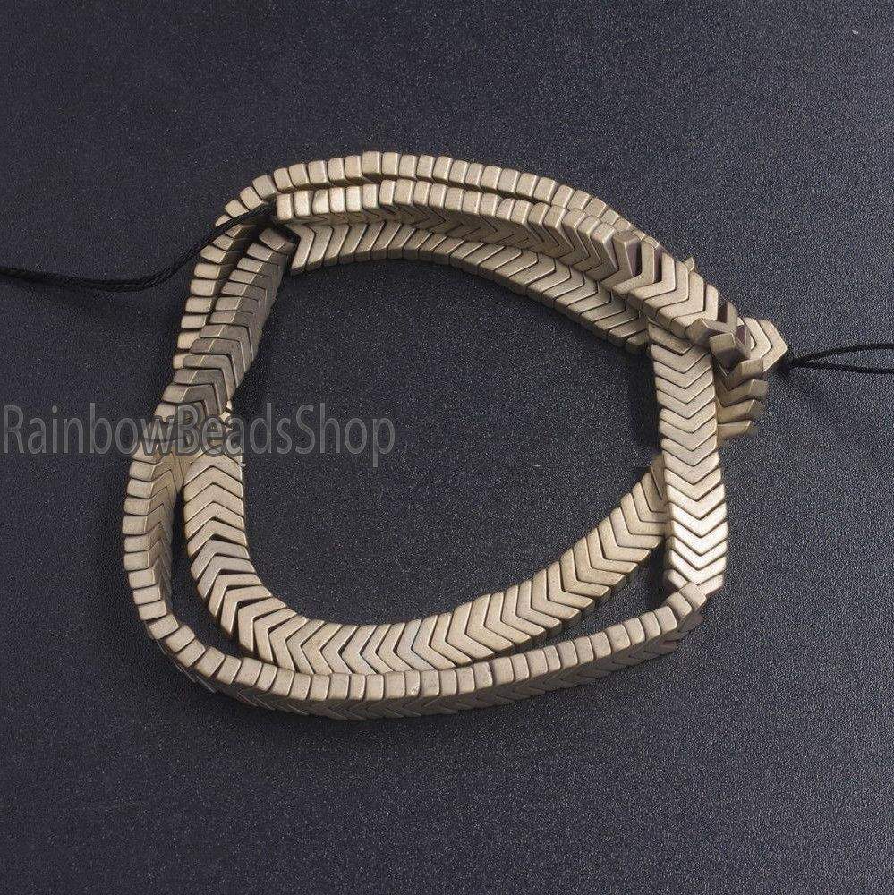 Matte  Pyrite V Shape Arrowheaded Hematite  Beads, 2x4x6mm 16'' strand 