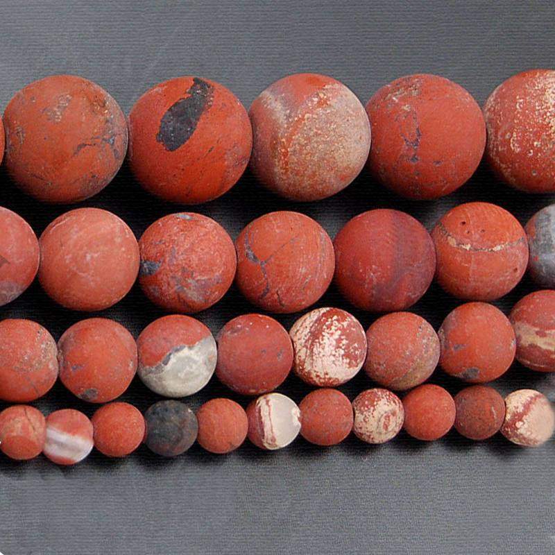 Matte Red Jasper Beads, Frosted stone 15.5 Full Strand,  4- 12mm 