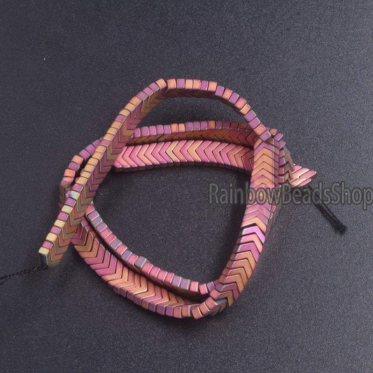 Matte  Rose V Shape Arrowheaded Hematite  Beads, 2x4x6mm 16'' strand 
