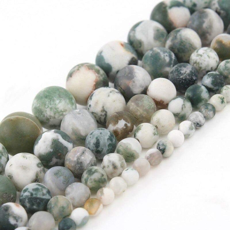 Matte Round Tree Agate Beads, 4-12mm, 15.5' inch full strand 