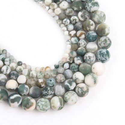 Matte Round Tree Agate Beads, 4-12mm, 15.5' inch full strand 