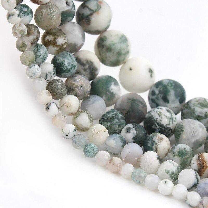 Matte Round Tree Agate Beads, 4-12mm, 15.5' inch full strand 