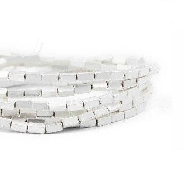 Matte silver hematite rectangle bead 2x4mm,  16'' inch. strand 