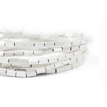 Matte silver hematite rectangle bead 2x4mm,  16'' inch. strand 