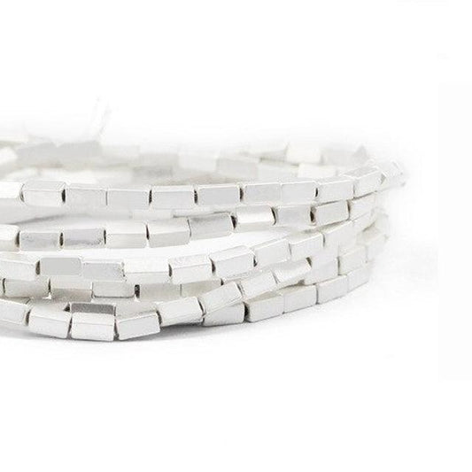 Matte silver hematite rectangle bead 2x4mm,  16'' inch. strand 