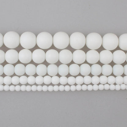 Matte White Onyx Alabaster beads, Round, size 4-12mm. 15.5 inch strand 