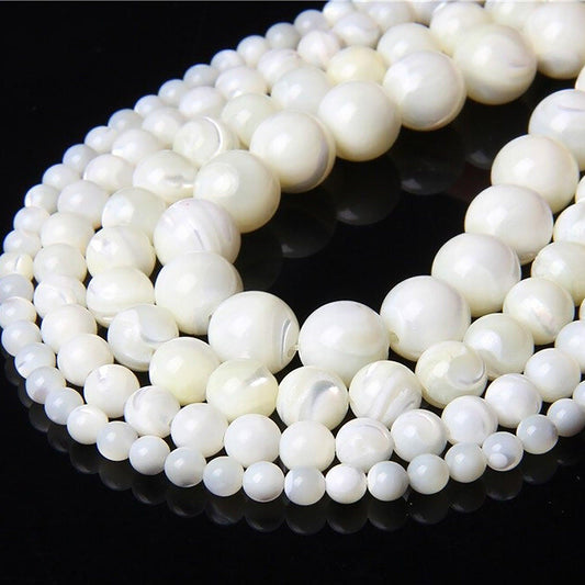 Mother of Pearl Mop shell beads, 2-12mm round beads strand faceted or smooth 